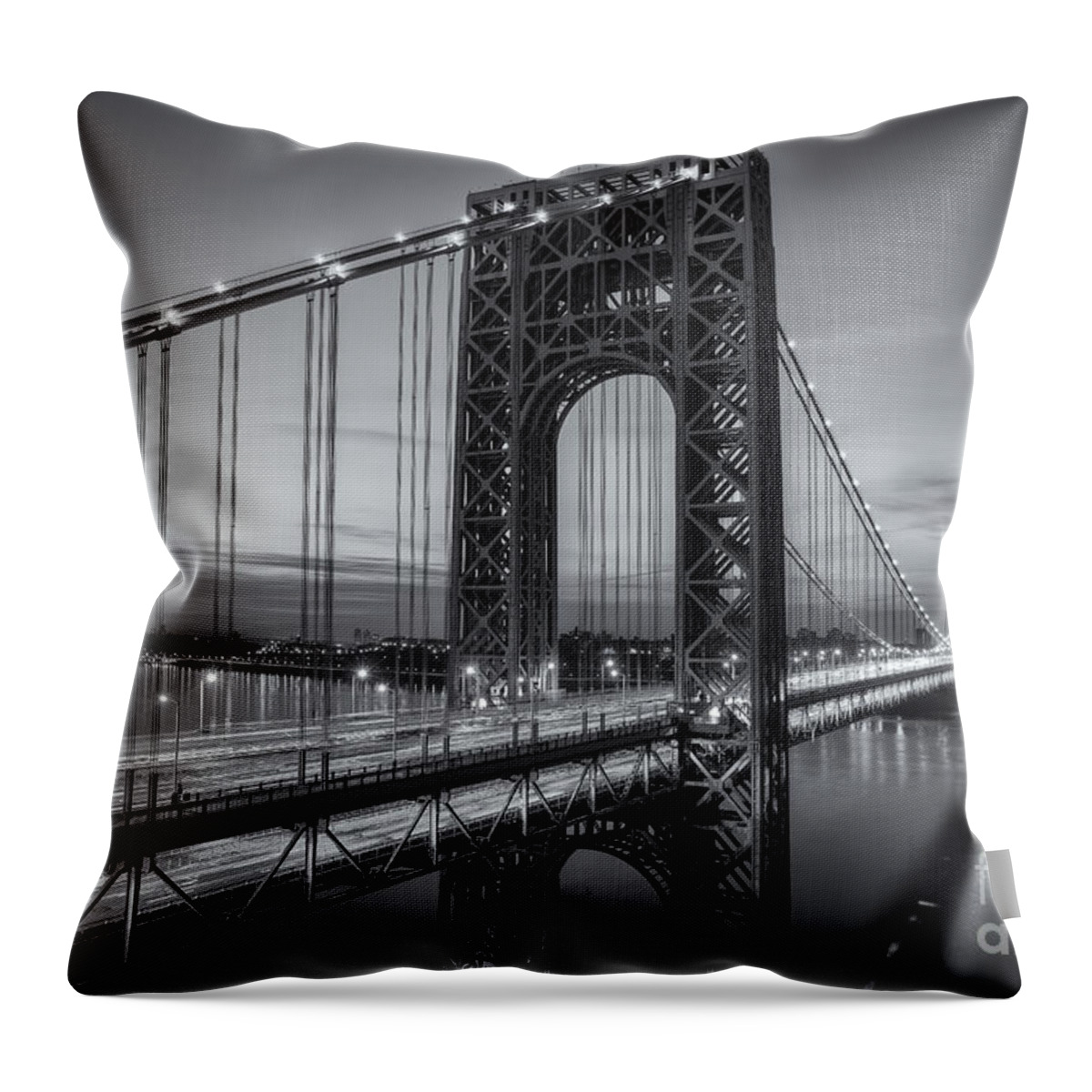 Clarence Holmes Throw Pillow featuring the photograph George Washington Bridge Morning Twilight II by Clarence Holmes
