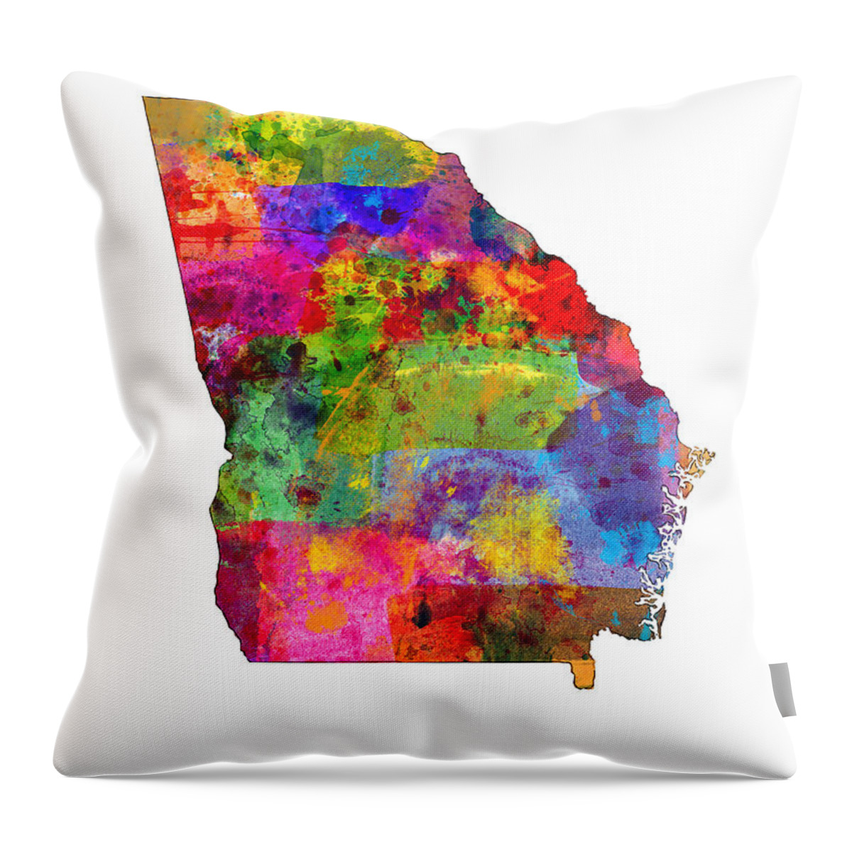 United States Map Throw Pillow featuring the digital art Georgia Map by Michael Tompsett