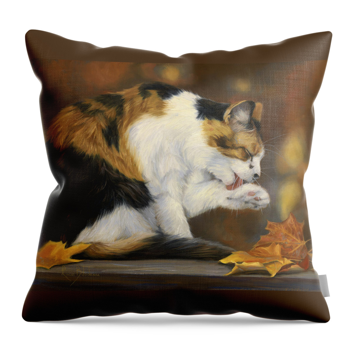 Fall Throw Pillow featuring the painting Getting Pretty by Lucie Bilodeau