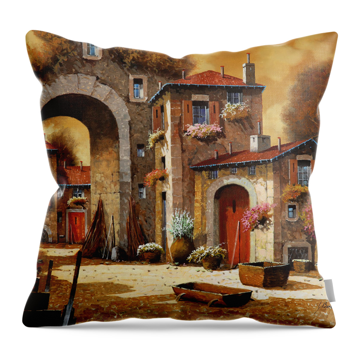 Yellow Sky Throw Pillow featuring the painting Giallo by Guido Borelli