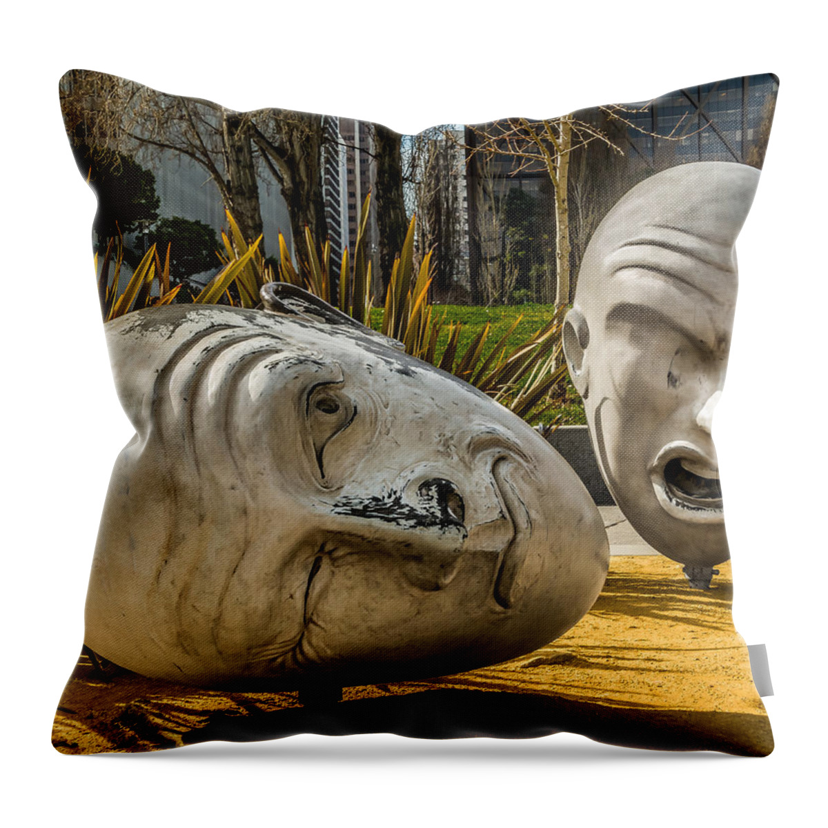 Art Throw Pillow featuring the photograph Giant Heads by Ron Pate