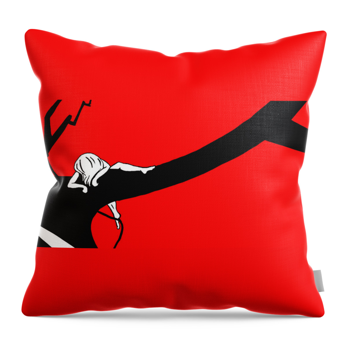 Branch Throw Pillow featuring the digital art Girl on the Tree of Time Red by Craig Tilley