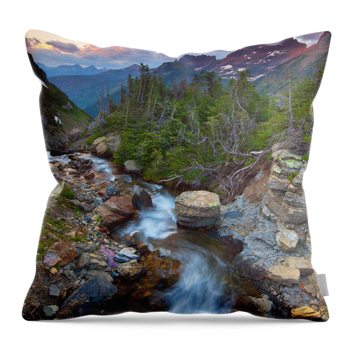 Sunset Throw Pillow featuring the photograph Glaciers Wild by Darren White