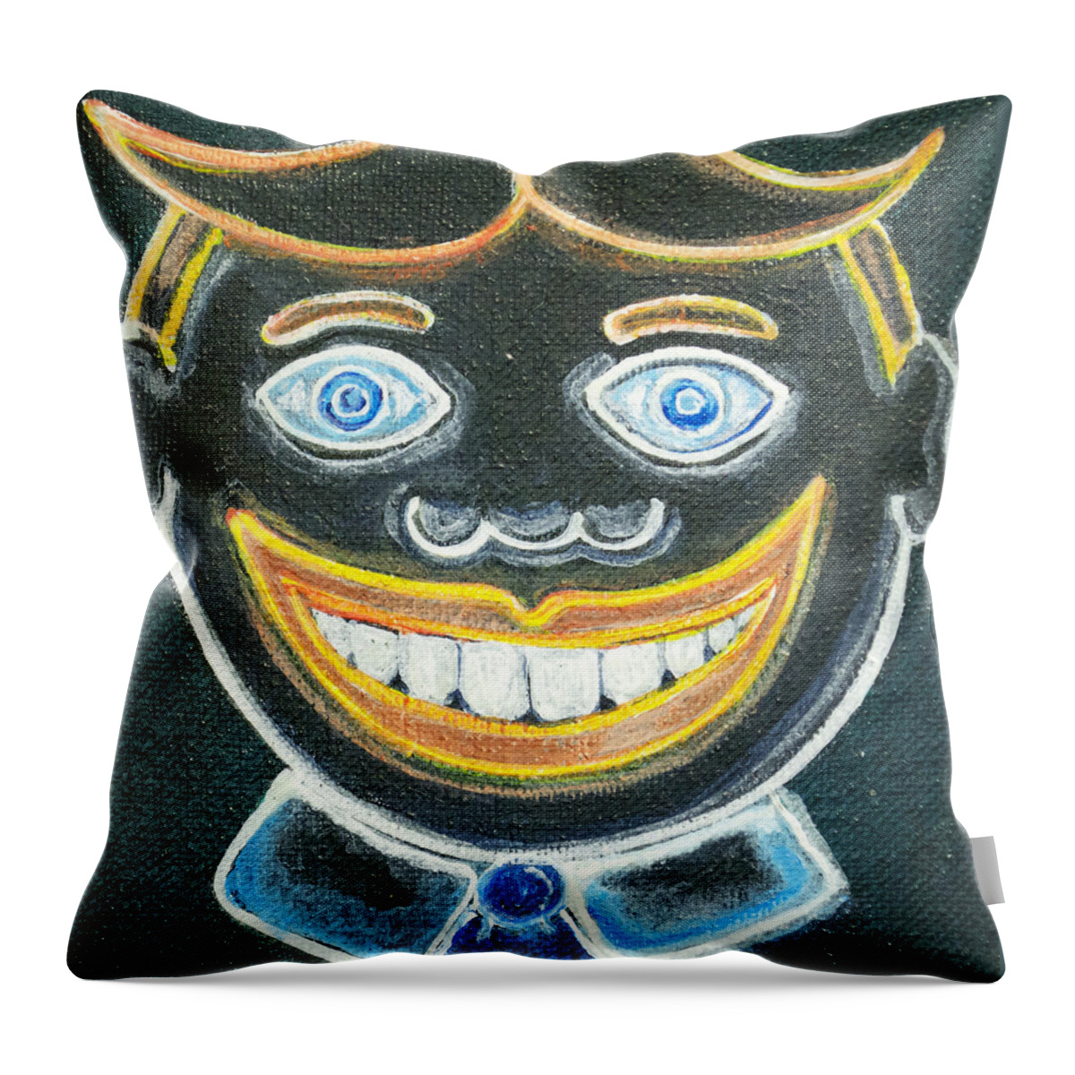 Tillie Of Asbury Park Throw Pillow featuring the painting Glow in the dark Tillie by Patricia Arroyo