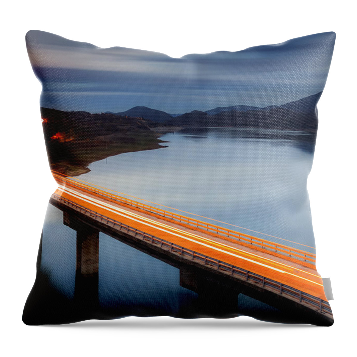 Bulgaria Throw Pillow featuring the photograph Glowing Bridge by Evgeni Dinev