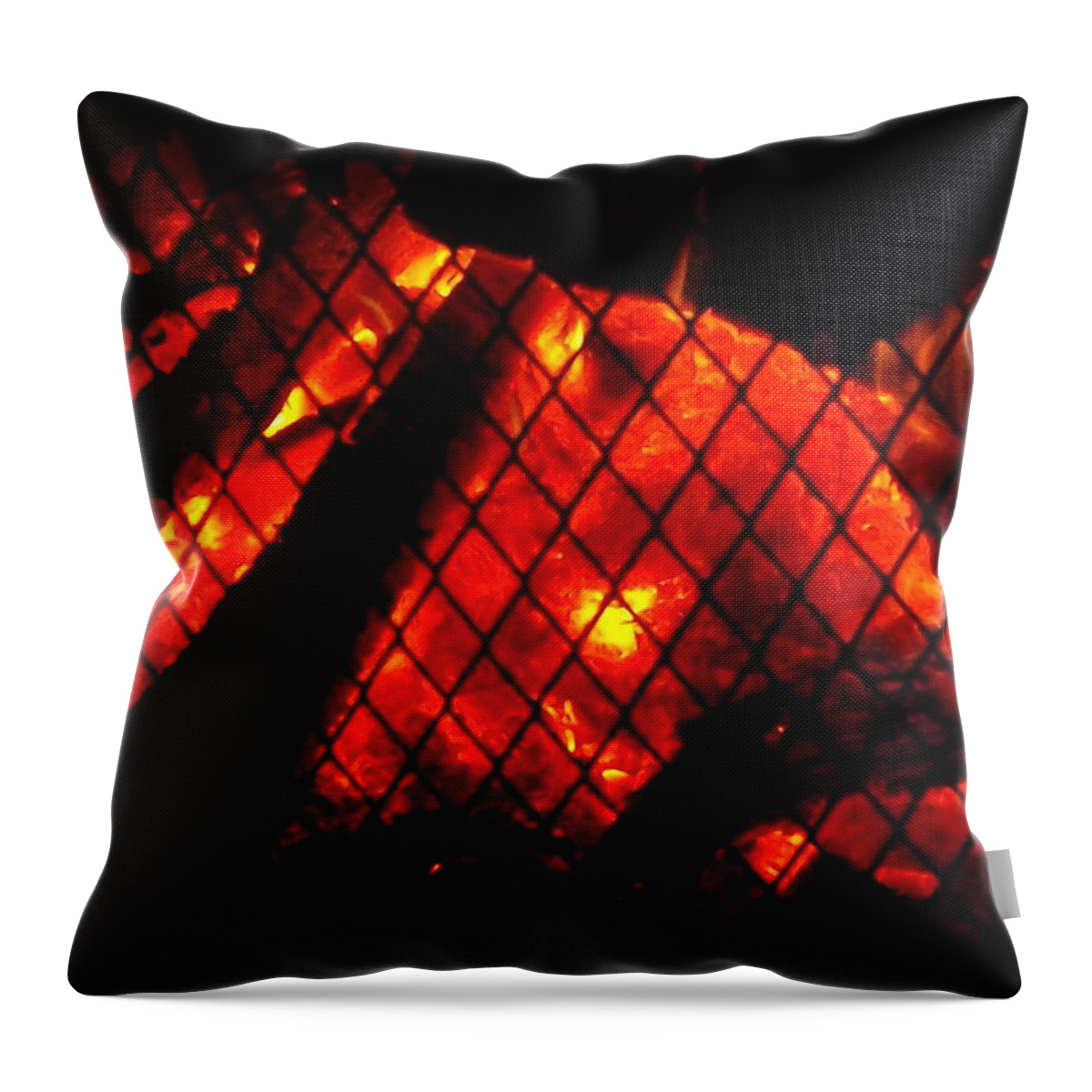 Yule Log Throw Pillow featuring the photograph Glowing Embers by Darren Robinson