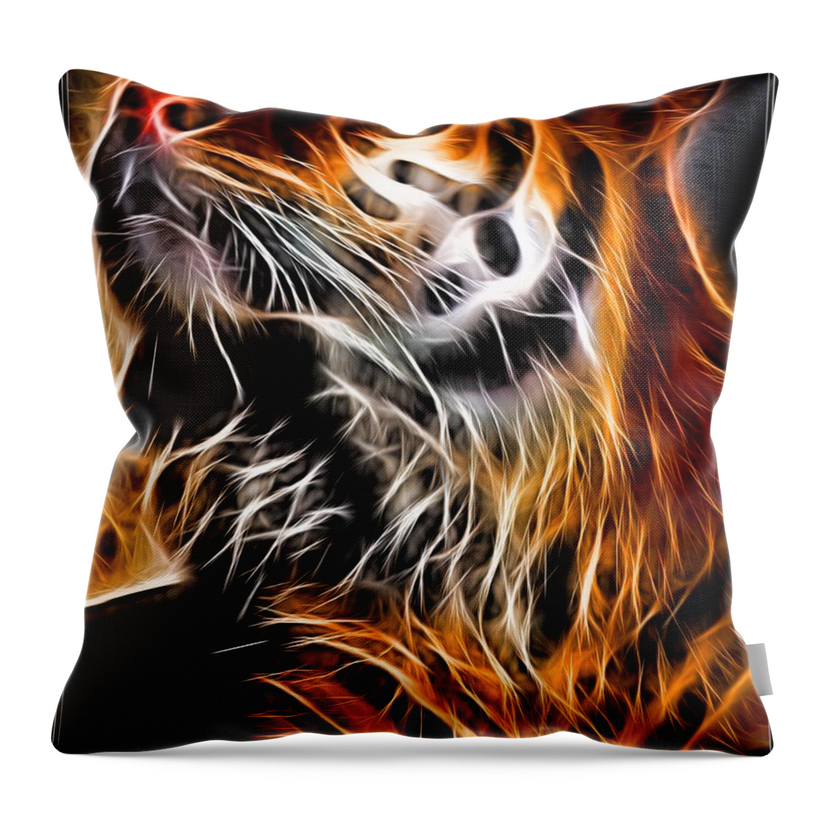 Tiger Throw Pillow featuring the painting Glowing Tiger by Jon Volden