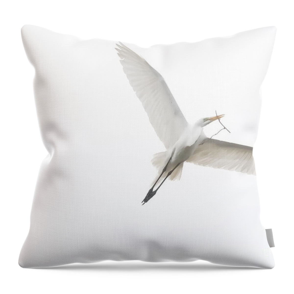 Great White Egret Throw Pillow featuring the digital art Going Home by Jayne Carney