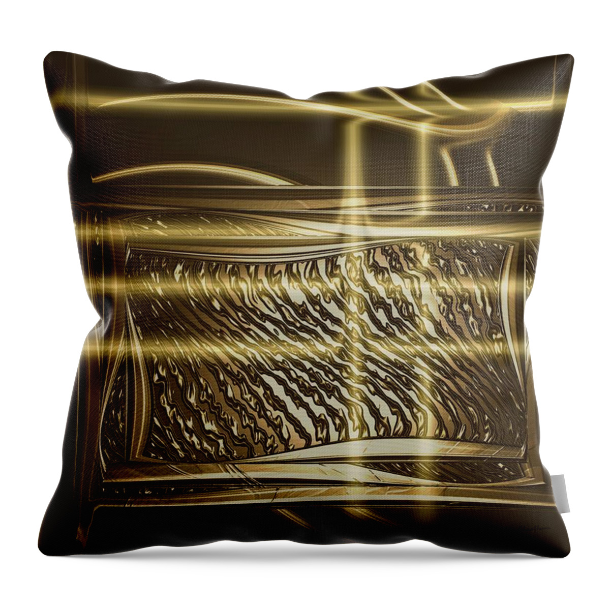 Brown And Gold Throw Pillow featuring the digital art Gold Chrome Abstract by Kae Cheatham