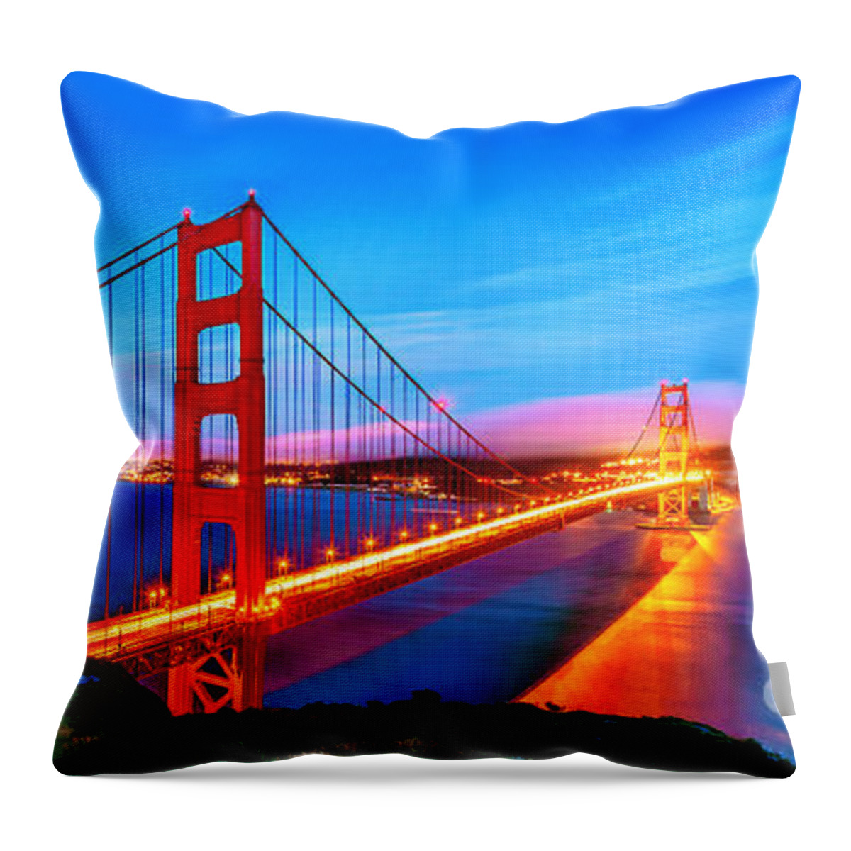 Golden Gate Bridge Throw Pillow featuring the photograph Follow the Golden Trail by Az Jackson