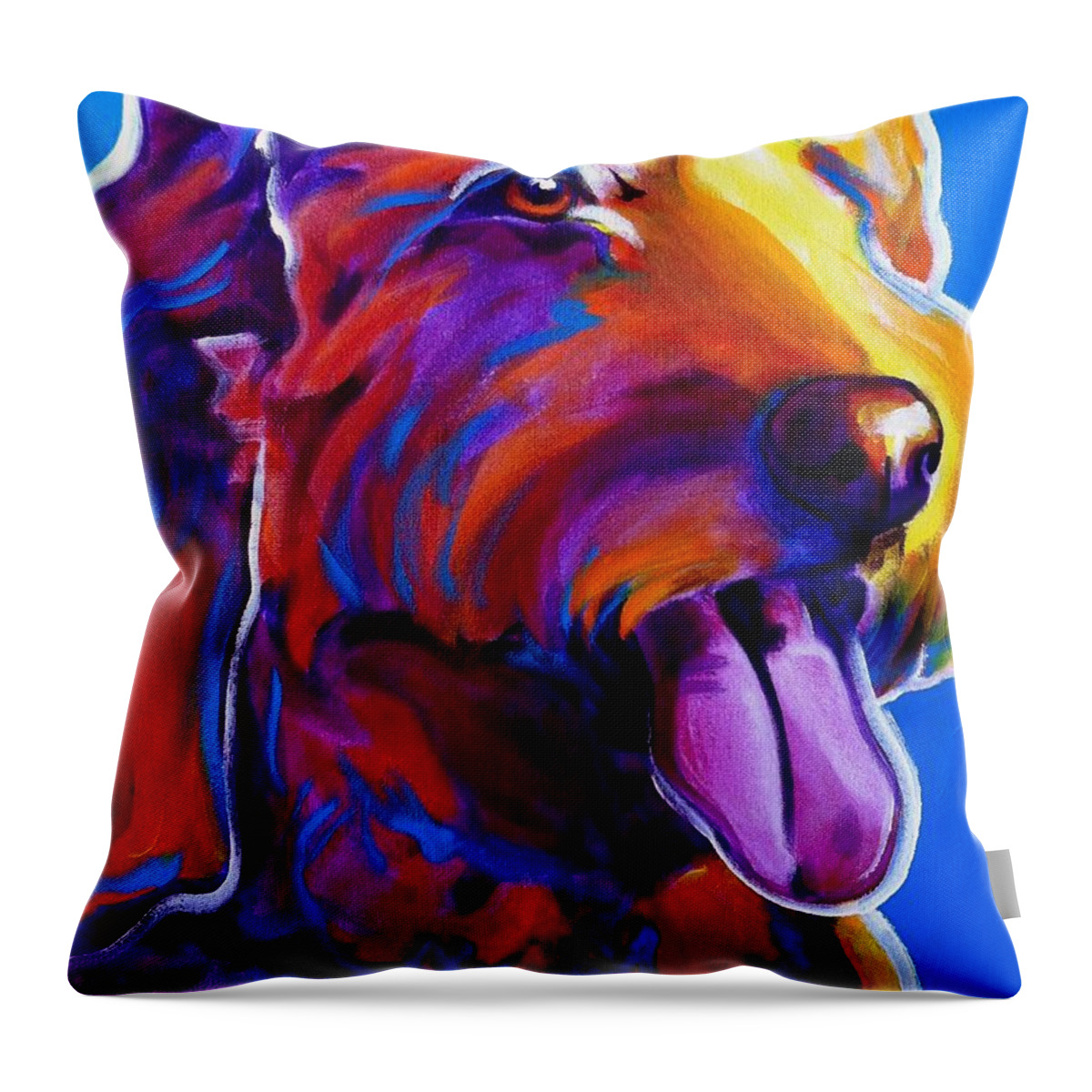 Goldendoodle Throw Pillow featuring the painting Goldendoodle - Dawny by Dawg Painter