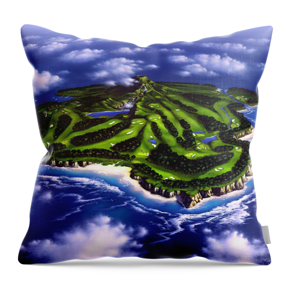 Golf Throw Pillow featuring the painting Golfer's Paradise by Jerry LoFaro