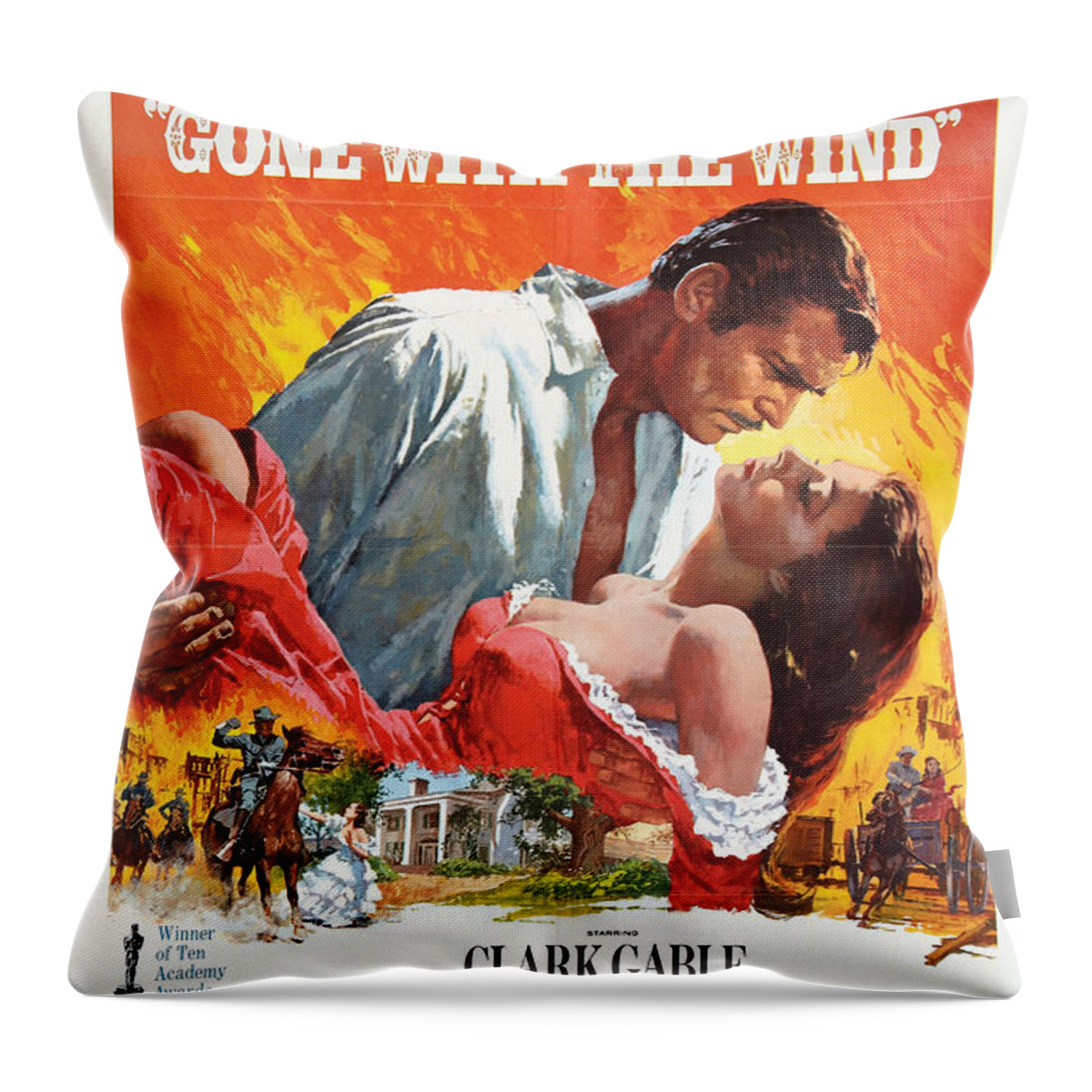 Movie Poster Throw Pillow featuring the photograph Gone With the Wind - 1939 by Georgia Fowler