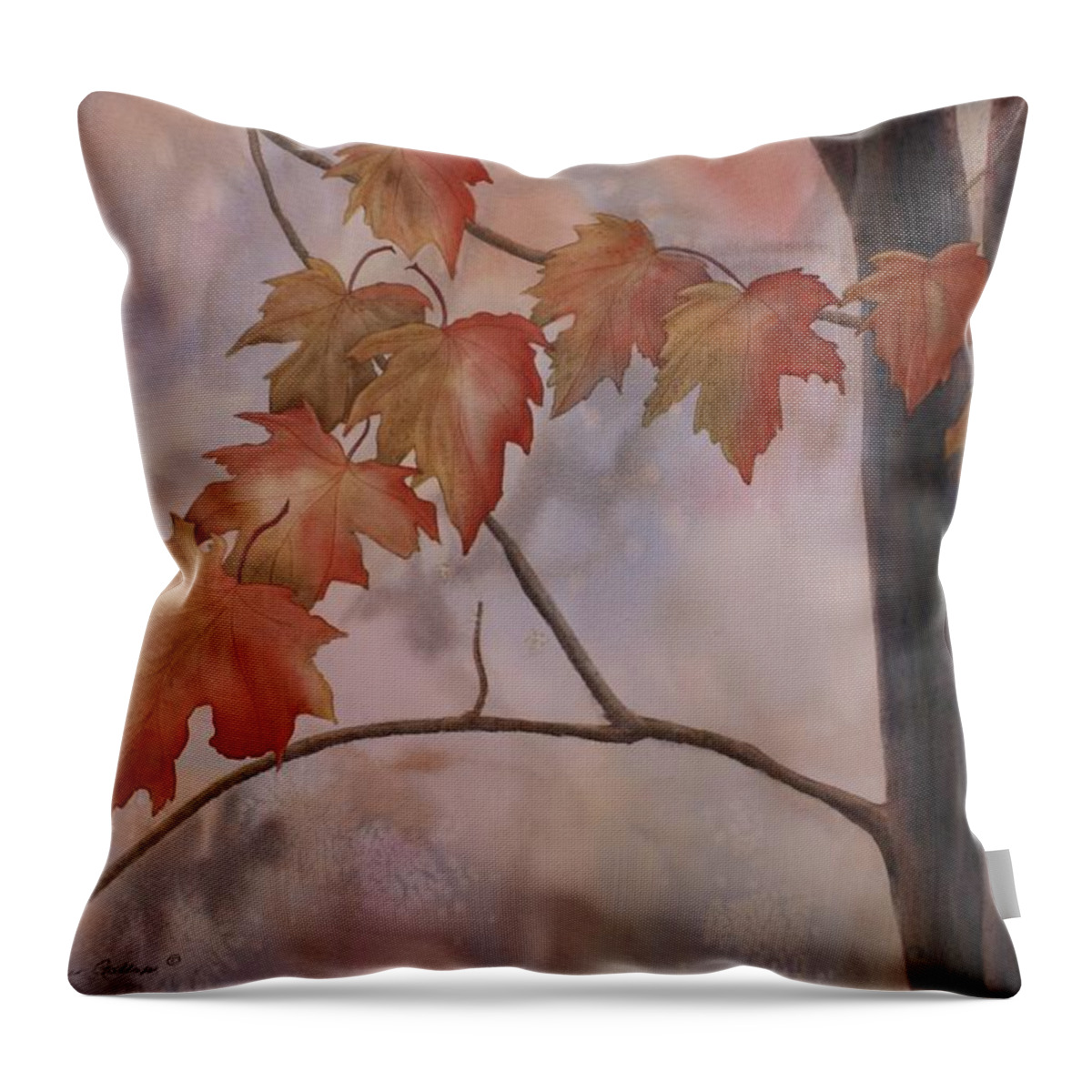 Maple Leaves Throw Pillow featuring the painting Good Morning Maple by Heather Gallup