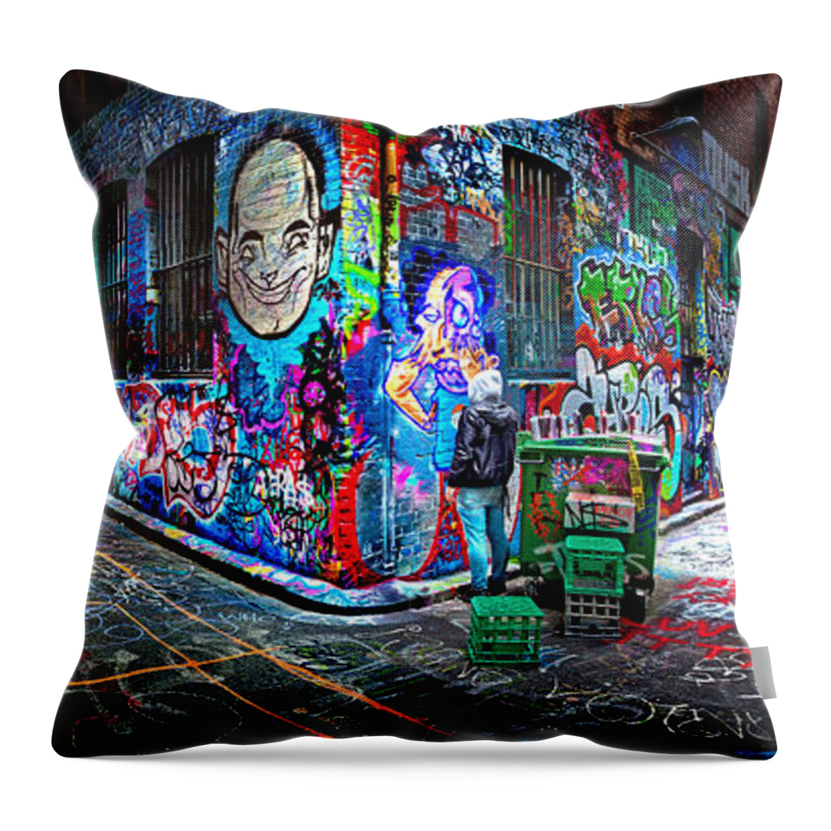 Graffiti Artist Throw Pillow featuring the photograph Graffiti Artist by Az Jackson