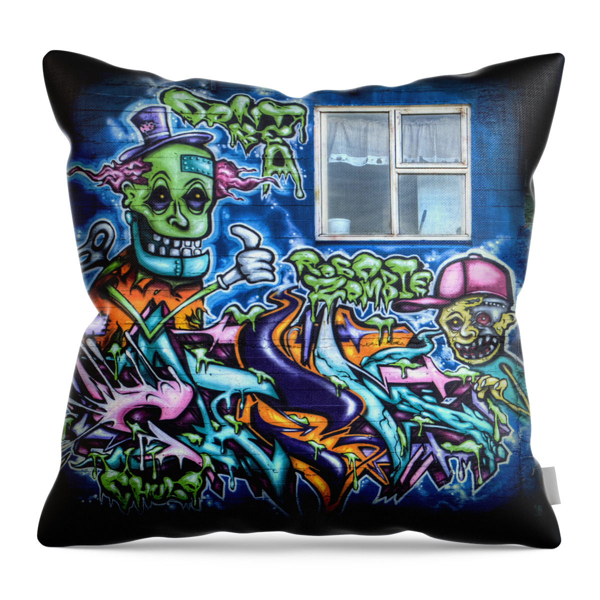 Graffiti Throw Pillow featuring the photograph Graffiti City by Evelina Kremsdorf