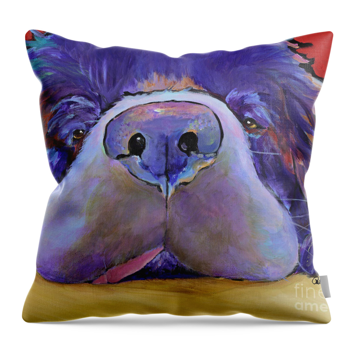 Pat Saunders-white Canvas Prints Throw Pillow featuring the painting Graysea by Pat Saunders-White