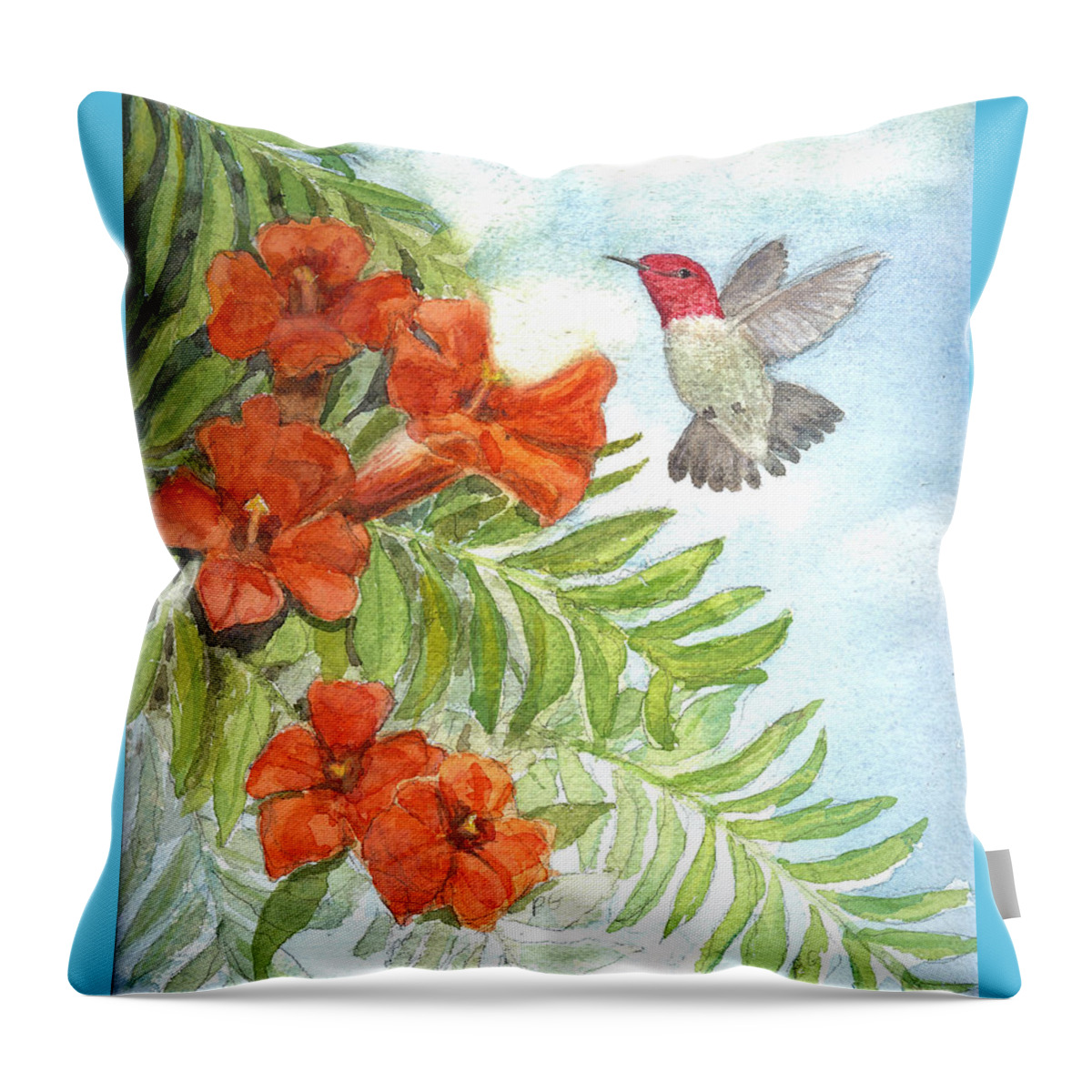 Bird Throw Pillow featuring the painting Great Expectations by Marlene Schwartz Massey