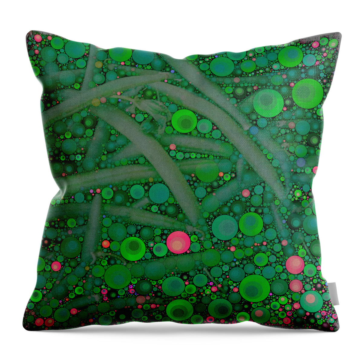 Circles Throw Pillow featuring the digital art Green Beans by Dorian Hill
