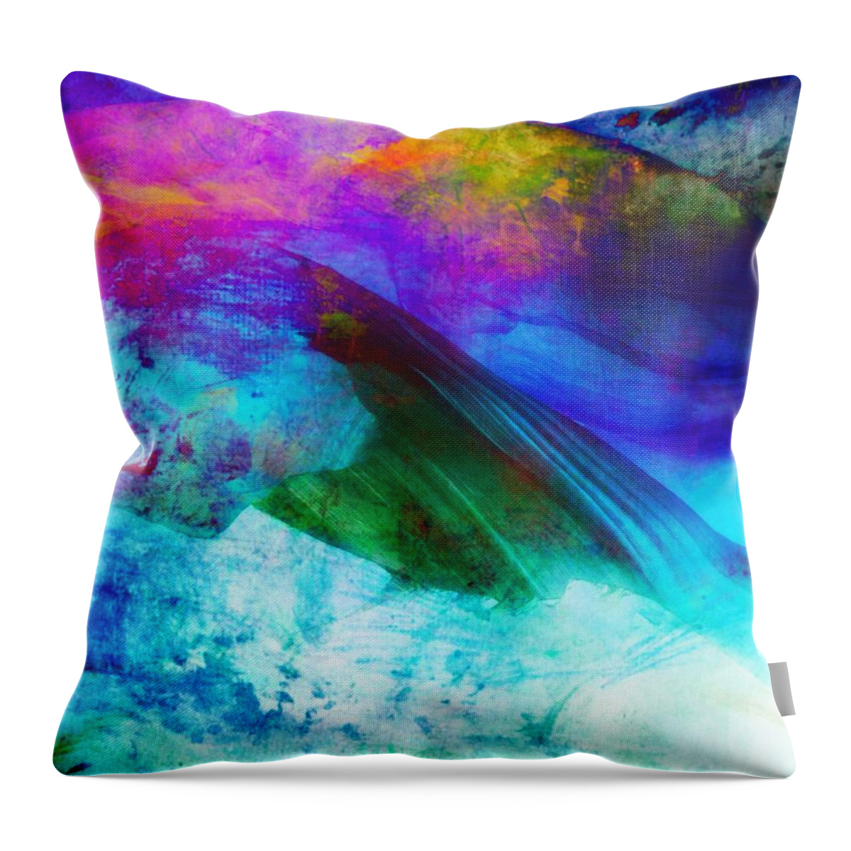 Abstract Throw Pillow featuring the painting Green Wave - vibrant artwork by Lilia D