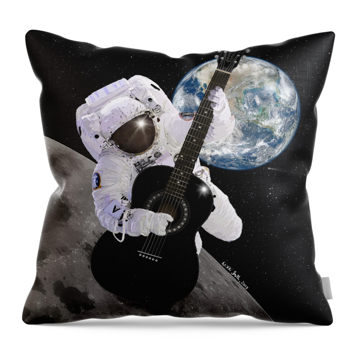 Astronaut Throw Pillow featuring the digital art Ground Control to Major Tom by Nikki Marie Smith