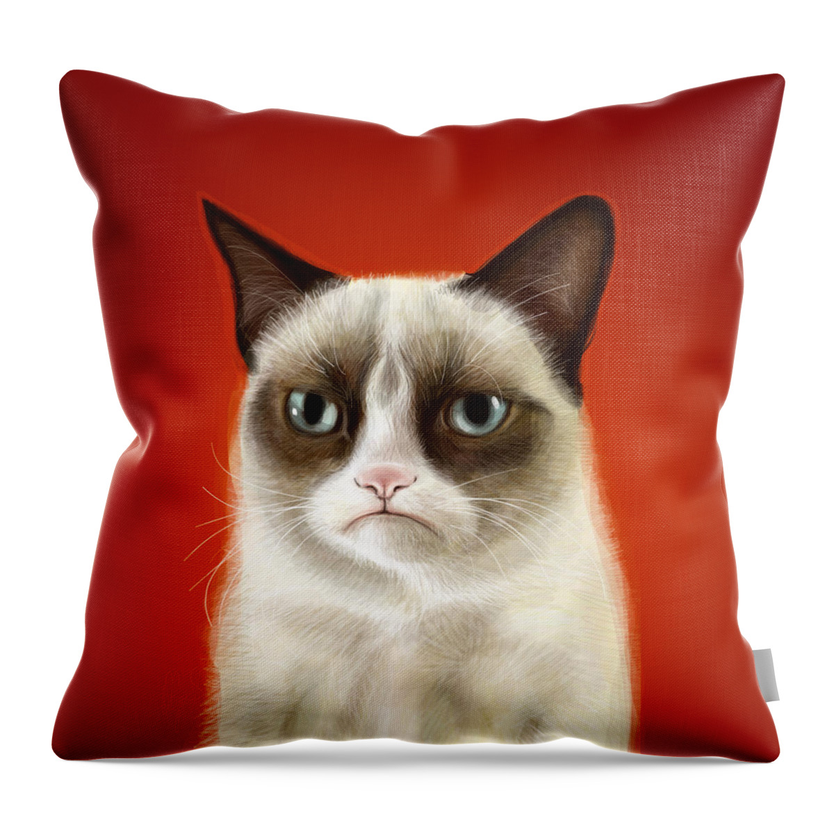 Grumpy Throw Pillow featuring the digital art Grumpy Cat by Olga Shvartsur