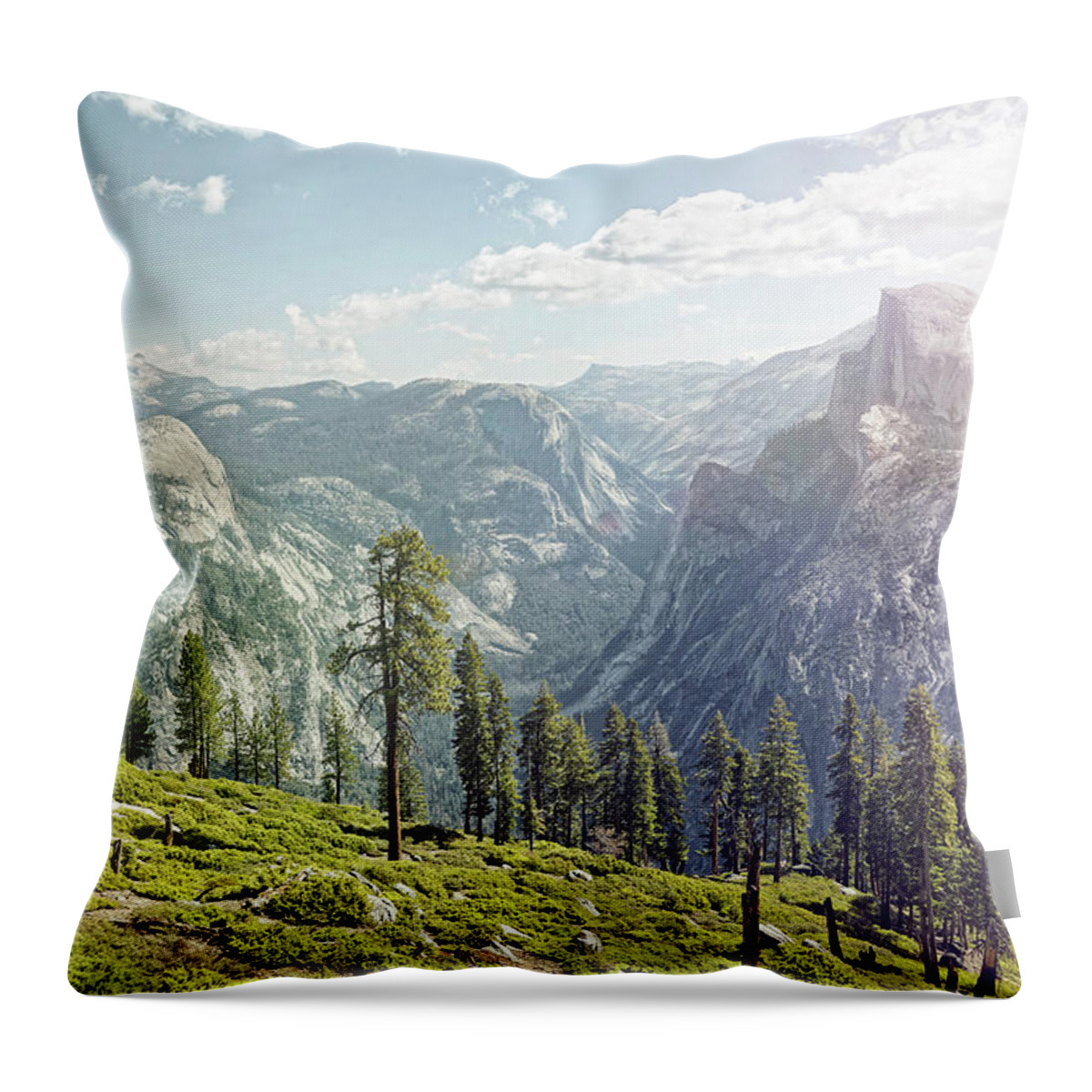 Scenics Throw Pillow featuring the photograph Half Dome In Yosemite With Foreground by James O'neil