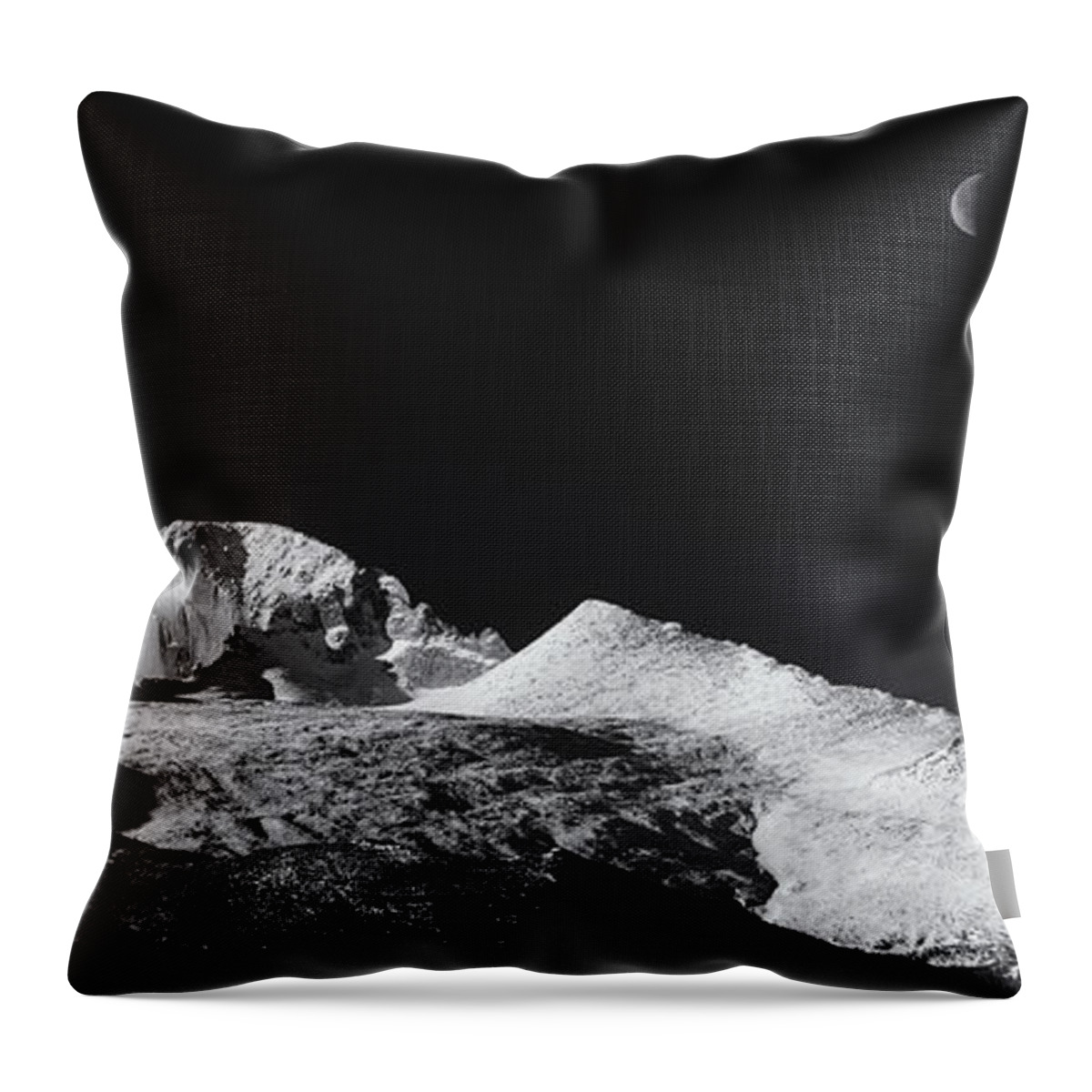 Monochrome Throw Pillow featuring the photograph Half Moon over Longs Peak by Darren White