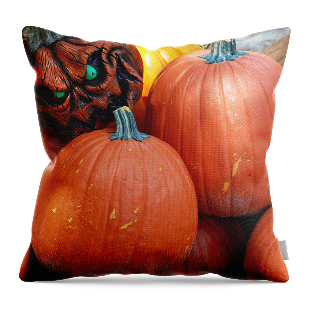 Scary Throw Pillow featuring the photograph Halloween Goblin by Aimee L Maher ALM GALLERY