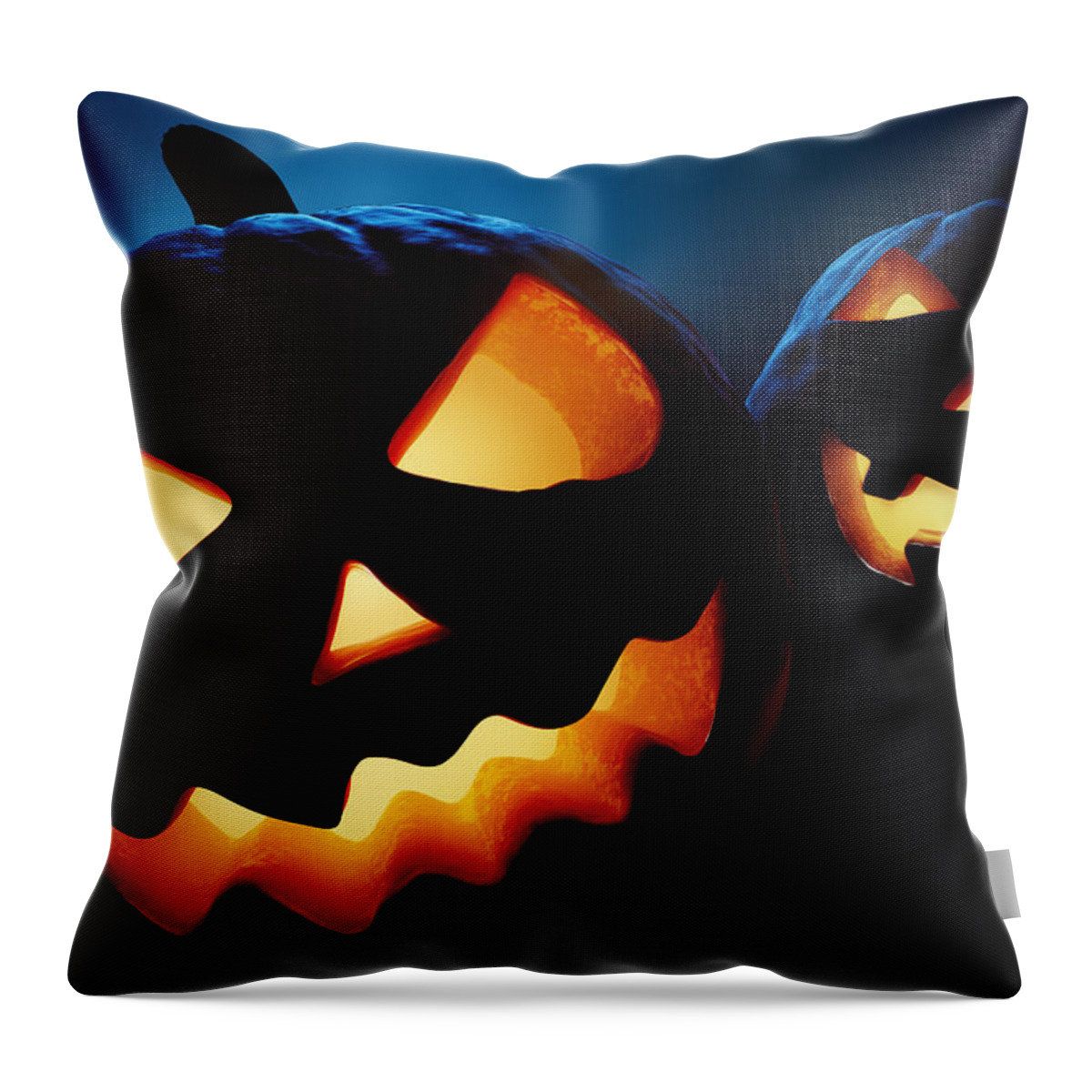Halloween Throw Pillow featuring the photograph Halloween pumpkins closeup - jack o'lantern by Johan Swanepoel