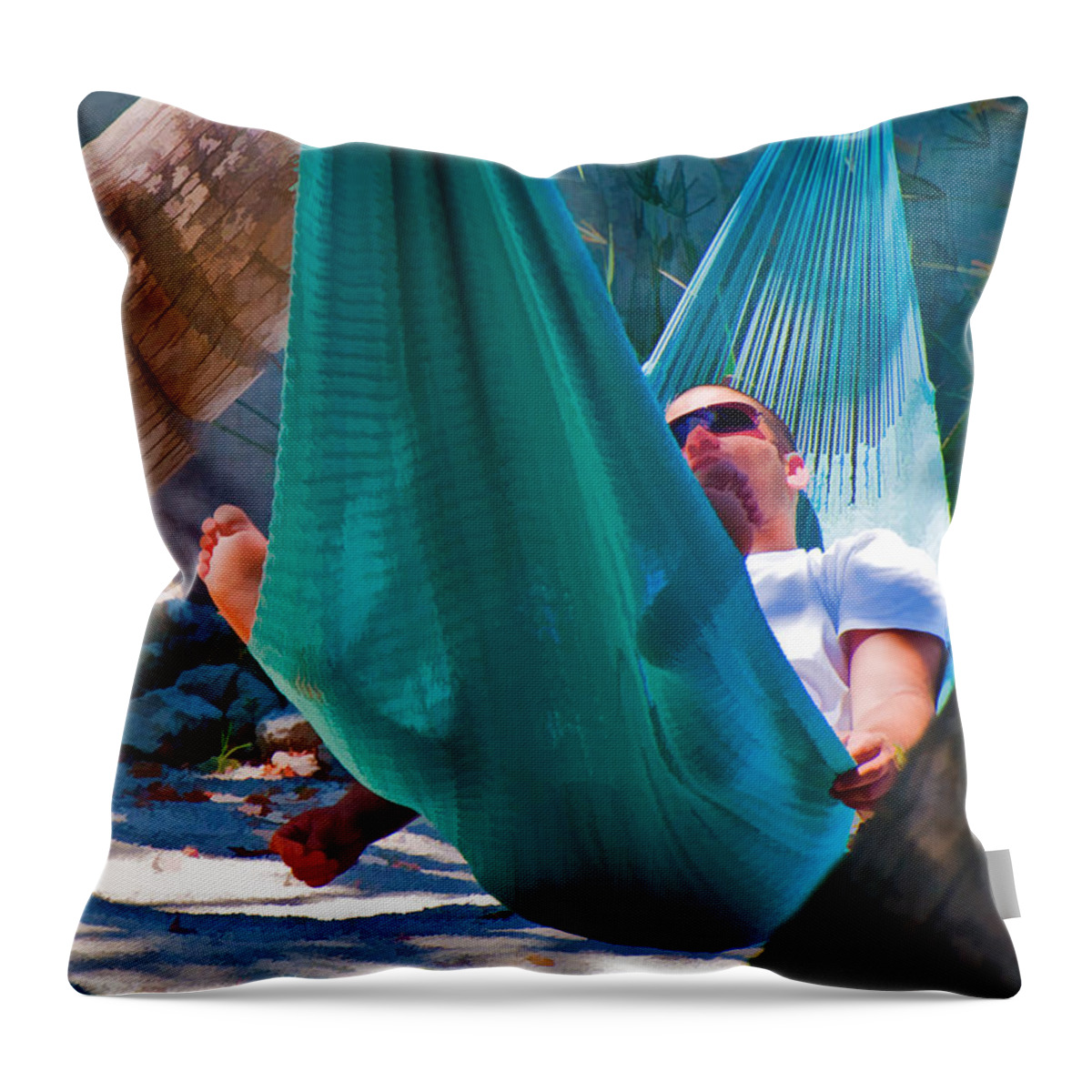 Relaxing Throw Pillow featuring the photograph Island Hammock Time by Ginger Wakem