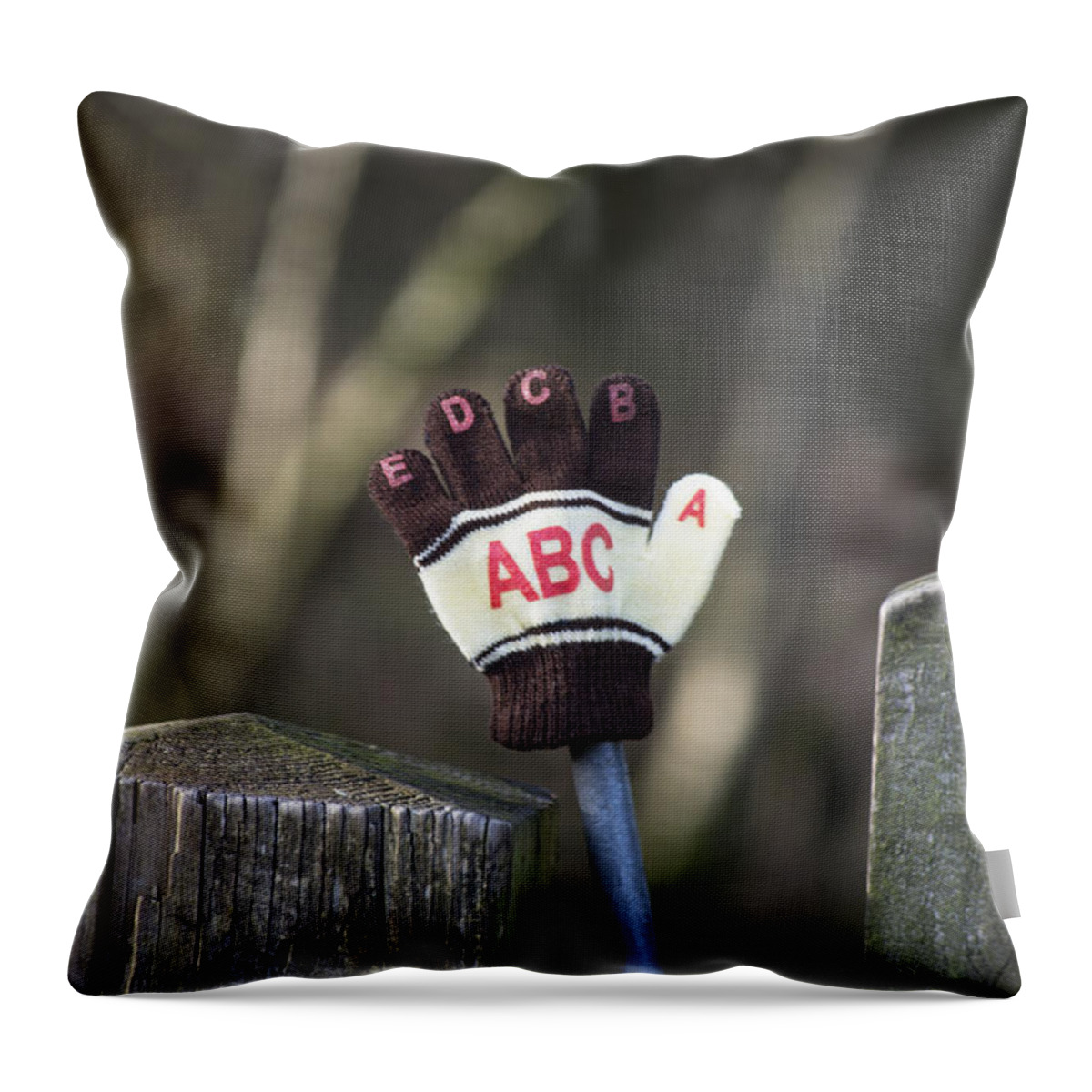 Glove Throw Pillow featuring the photograph Handy by Spikey Mouse Photography