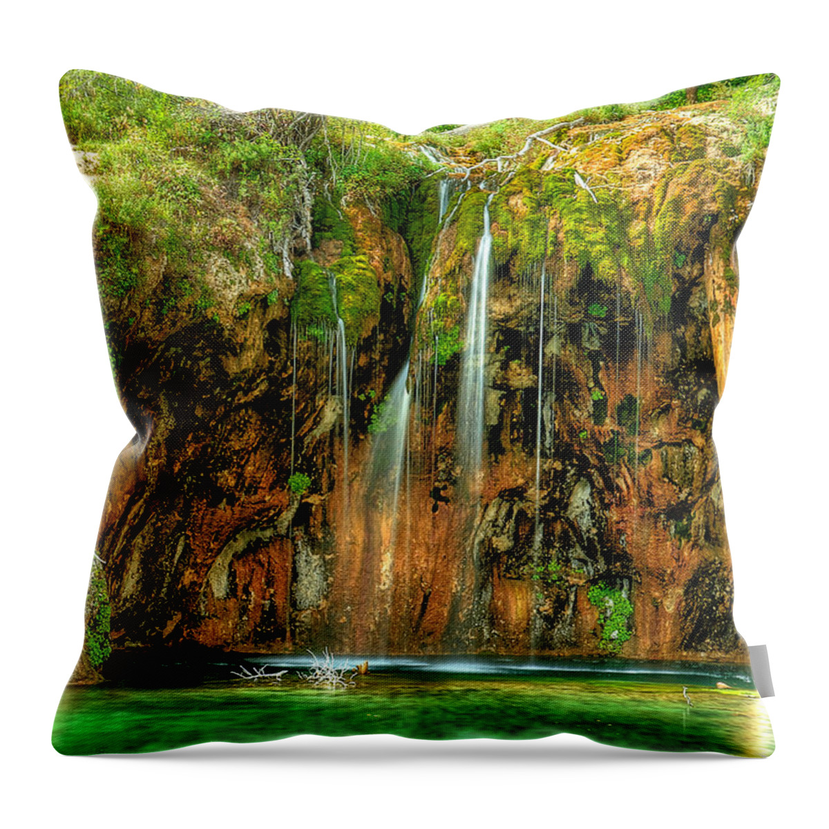 Home Throw Pillow featuring the photograph Hanging Lake by Richard Gehlbach