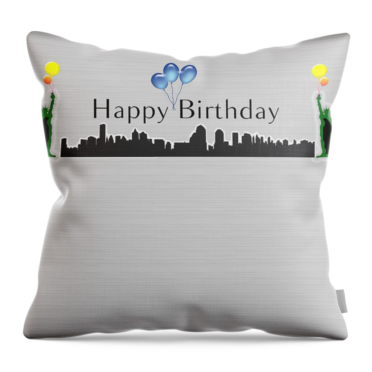 Happy Birthday Throw Pillow featuring the digital art Happy Birthday Card - New York City - Statue of Liberty by Becca Buecher