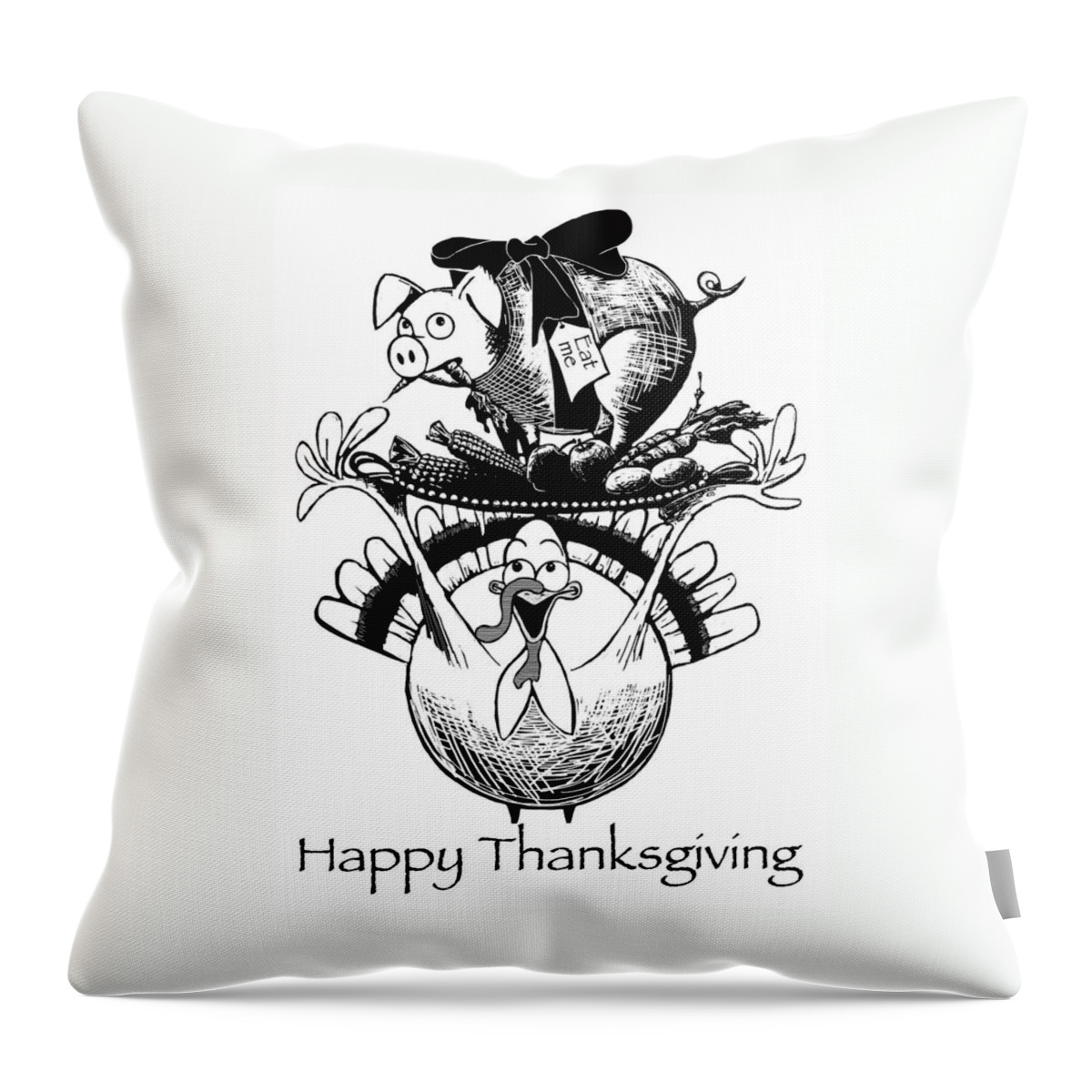Thanksgiving Throw Pillow featuring the digital art Happy Thanksgiving by Konni Jensen
