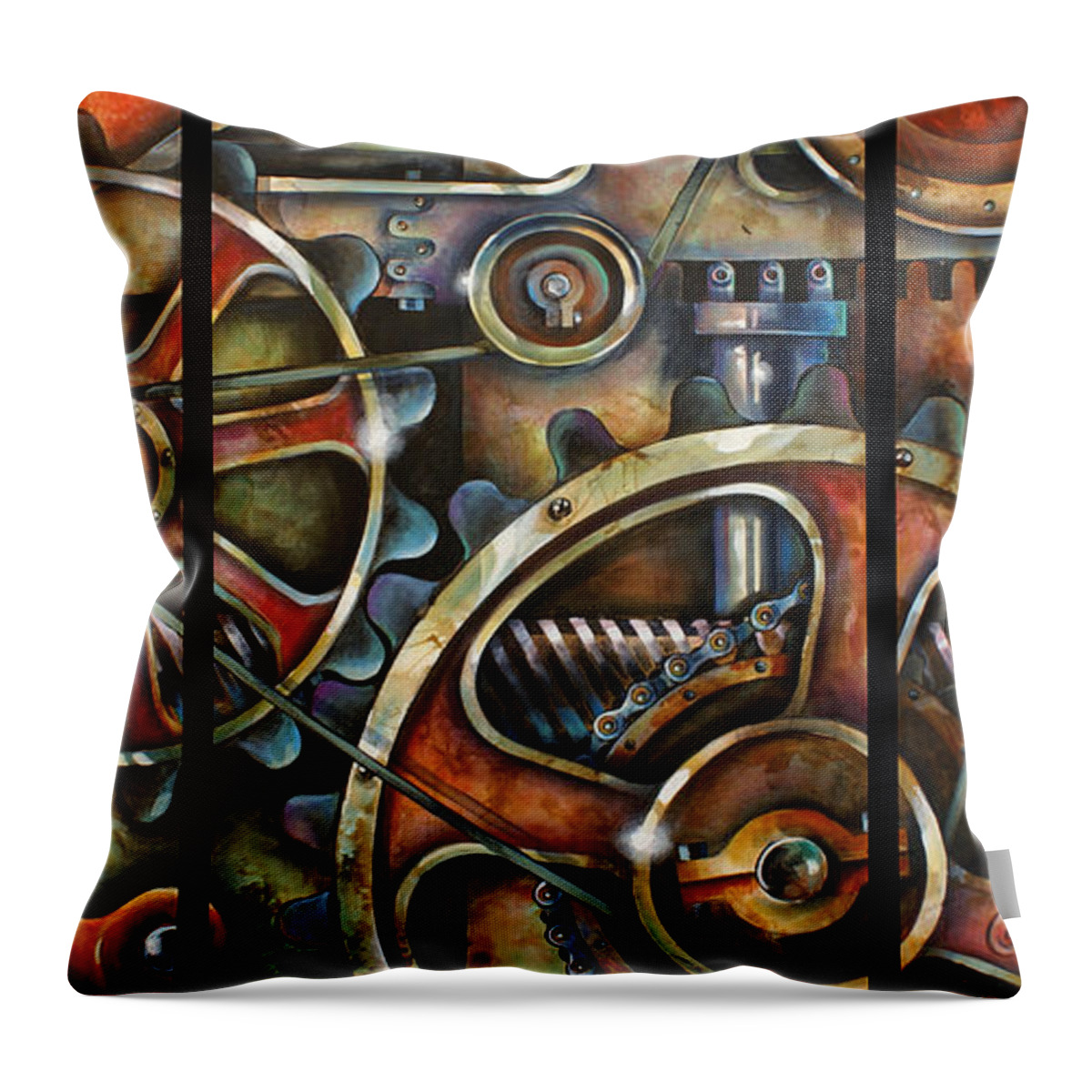 Mechanical Throw Pillow featuring the painting Harmony 7 by Michael Lang