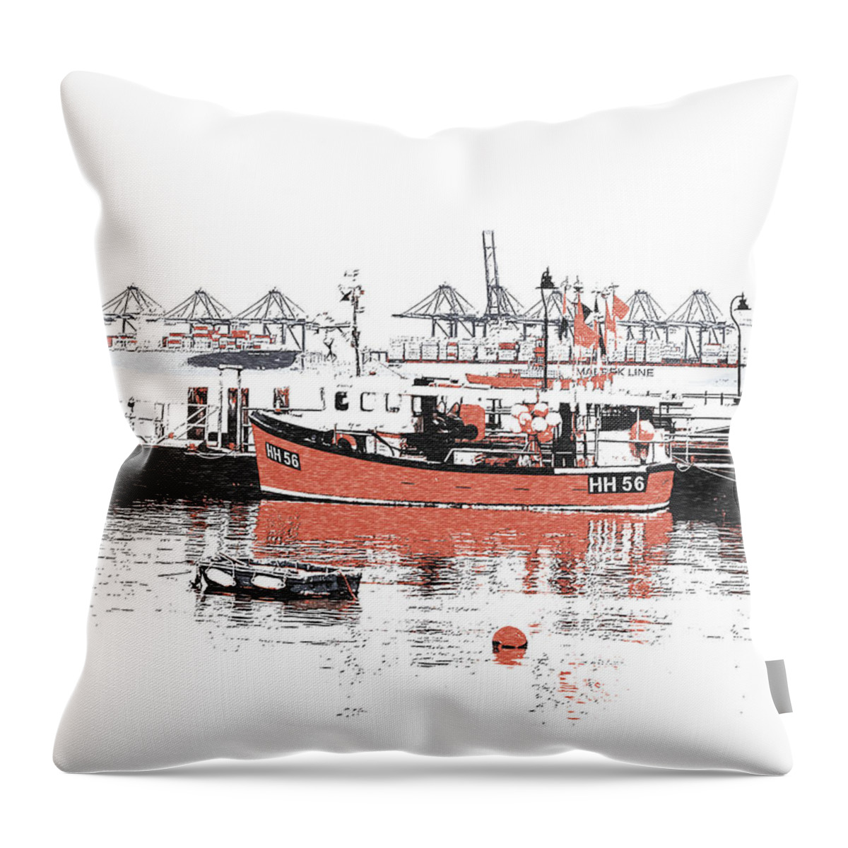 Richard Reeve Throw Pillow featuring the photograph Harwich - Fishing Boat by Richard Reeve