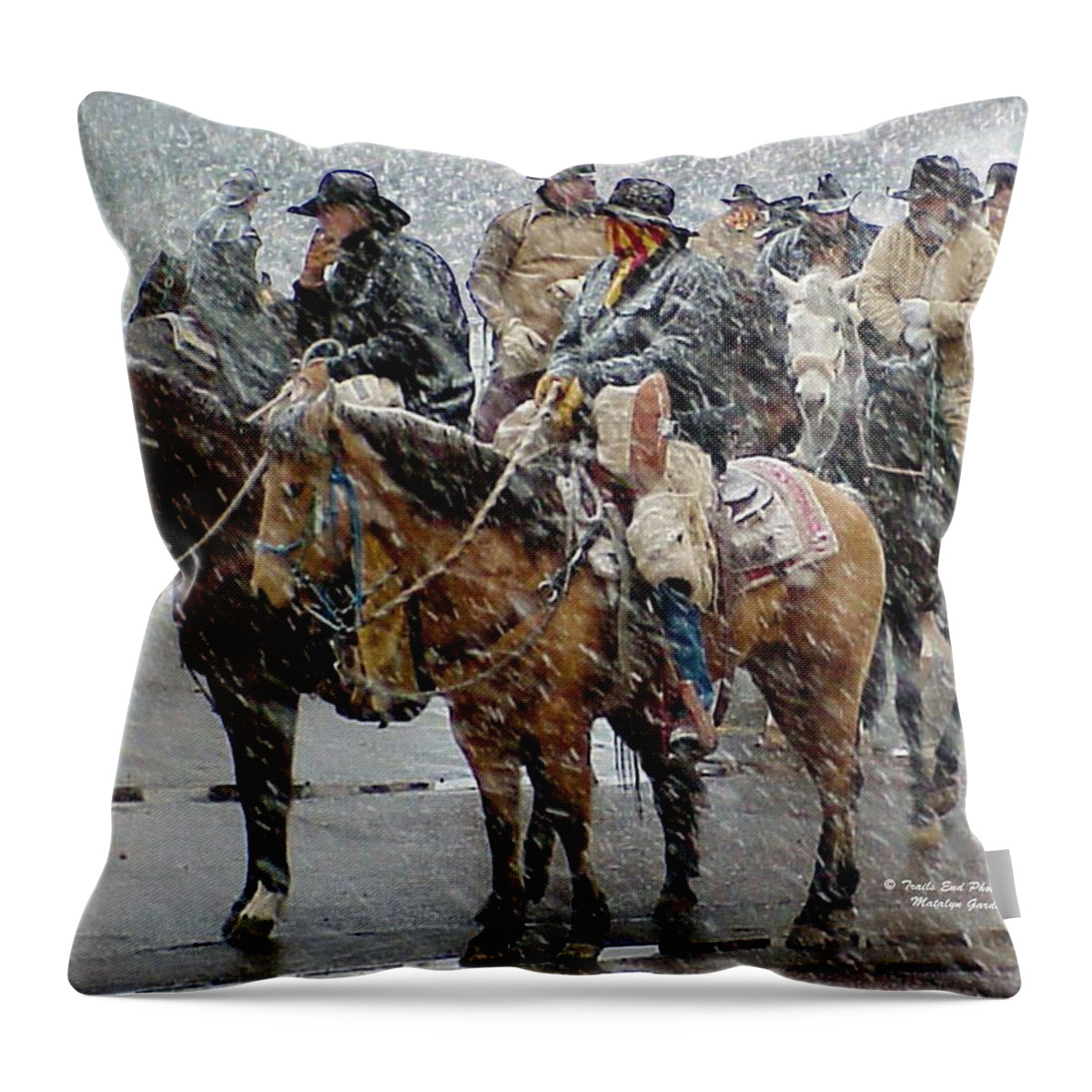 Western Throw Pillow featuring the photograph Hashknife Pony Express by Matalyn Gardner