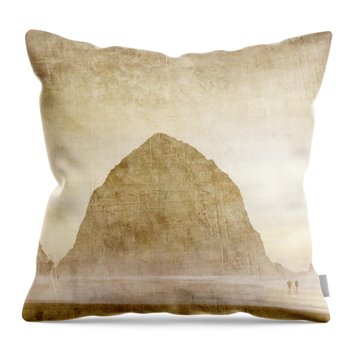 Haystack Rock Throw Pillow featuring the photograph Haystack Rock by Carol Leigh