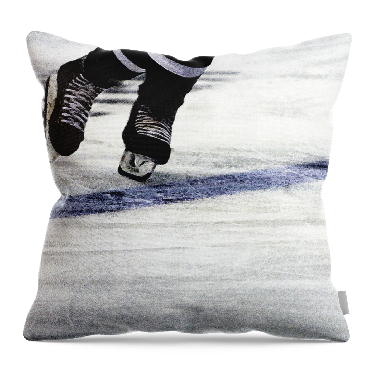 Hockey Throw Pillow featuring the photograph He Skates by Karol Livote