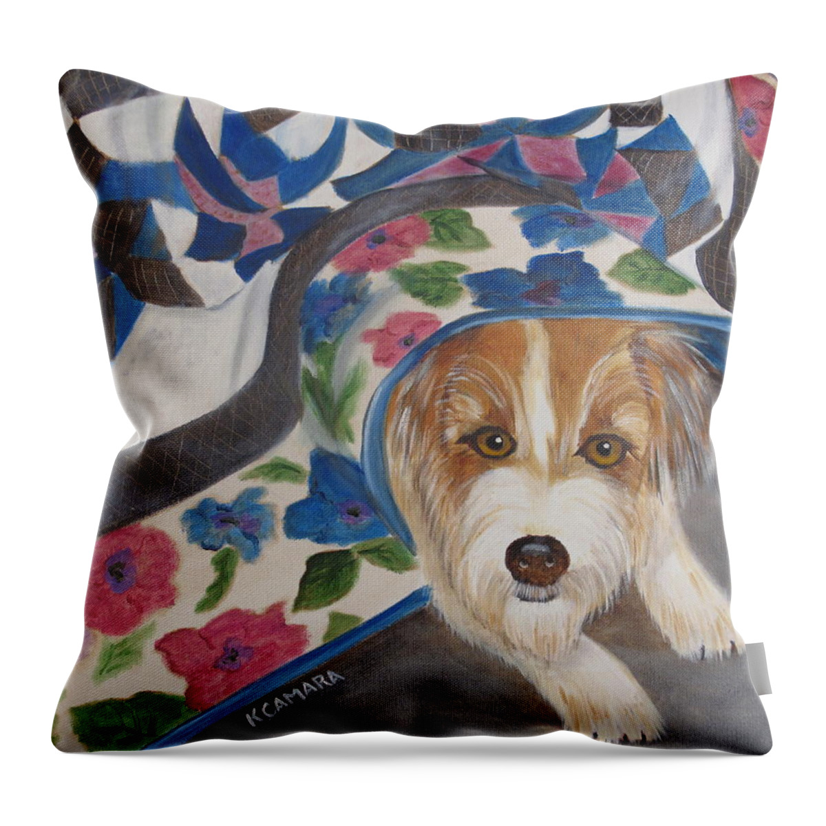 Pets Throw Pillow featuring the painting Hide N Seek by Kathie Camara