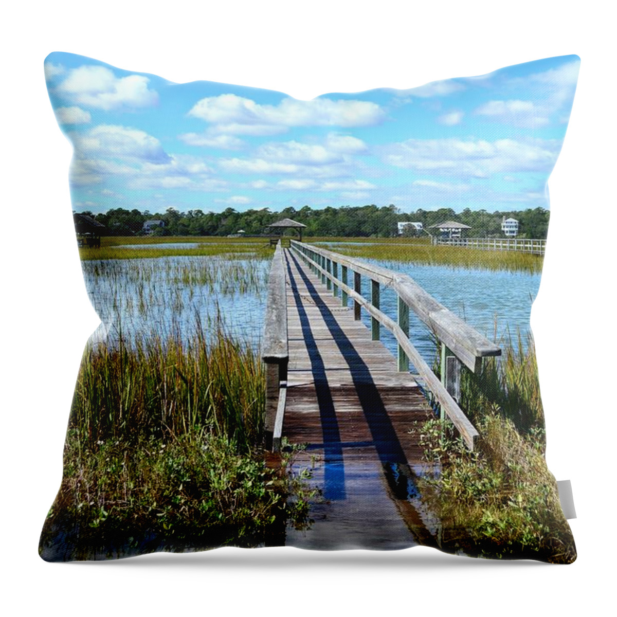 Scenic Throw Pillow featuring the photograph High Tide At Pawleys Island by Kathy Baccari