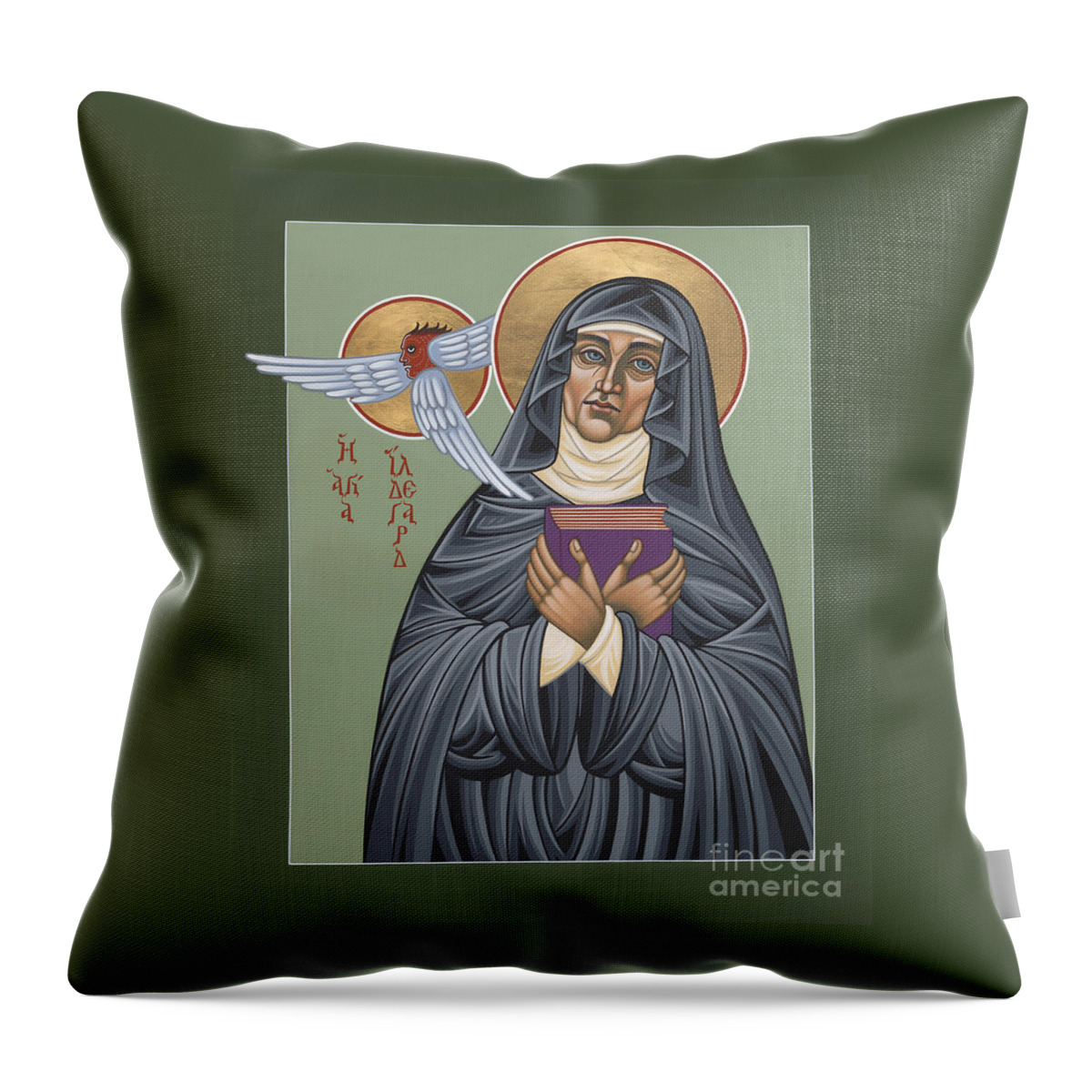 Hildegard Of Bingen Throw Pillow featuring the painting St. Hildegard of Bingen 171 by William Hart McNichols