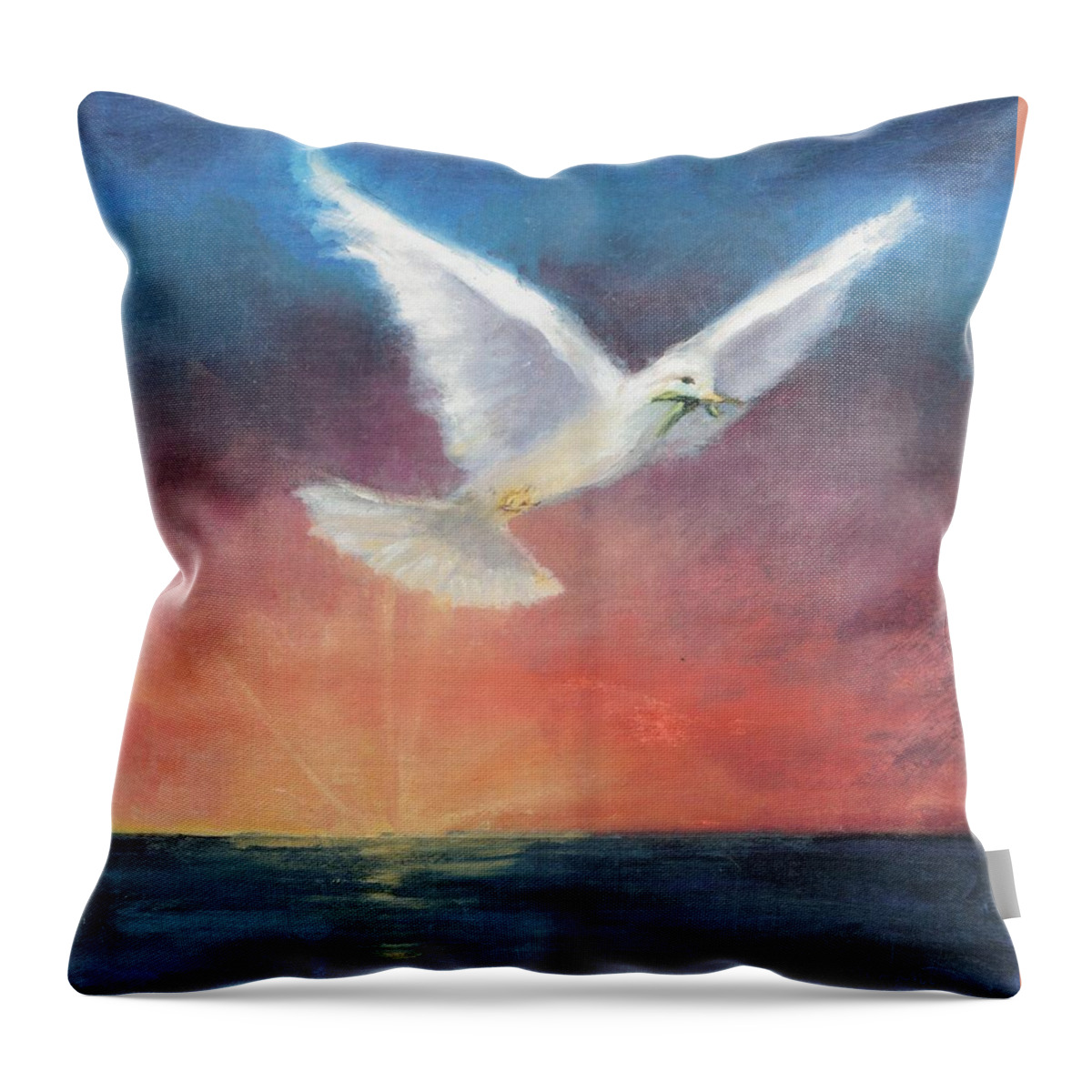 Spiritual Throw Pillow featuring the painting The Wings of Peace by Maria Hunt