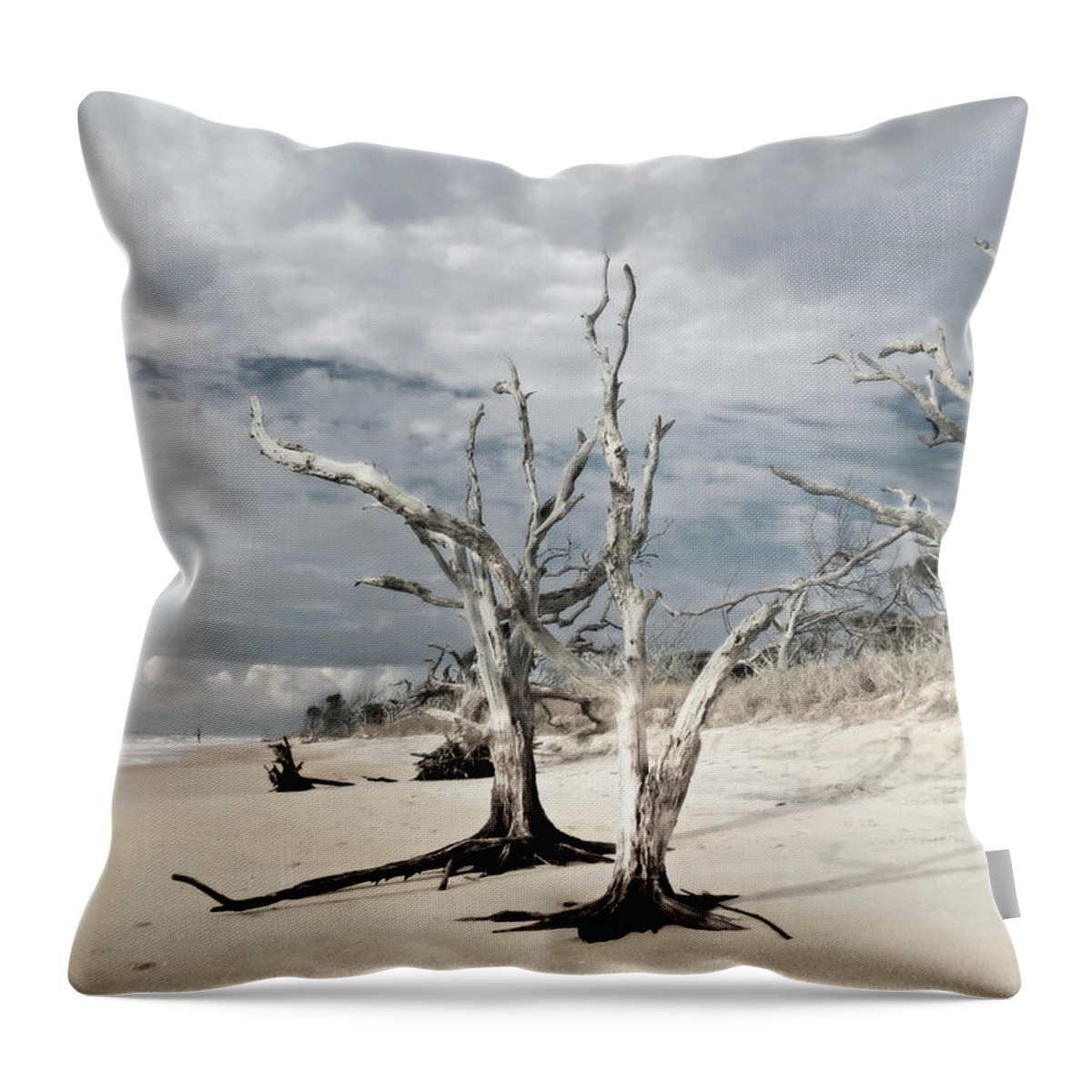 Landscape Throw Pillow featuring the photograph Hobcaw Boneyard Beach 2 by Deborah Smith
