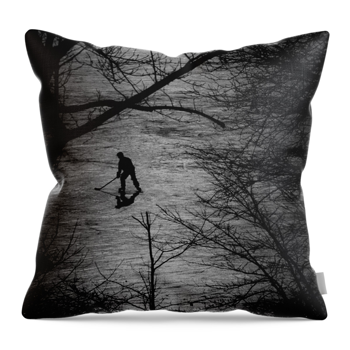 Hockey Throw Pillow featuring the photograph Hockey Silhouette by Andrew Fare