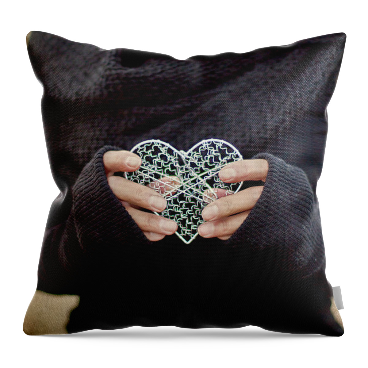 Charm Throw Pillow featuring the photograph Hold On To Your Heart by Evelina Kremsdorf