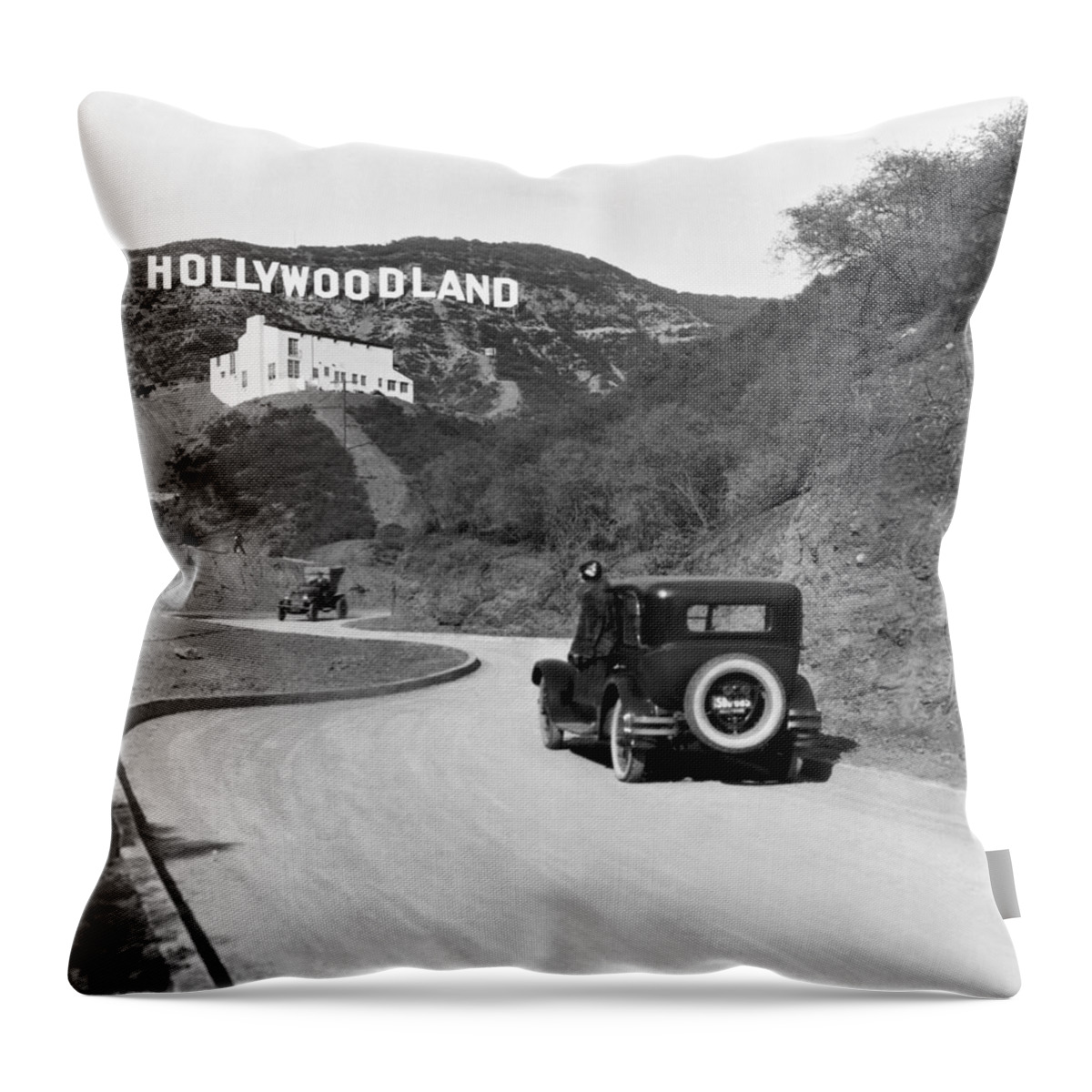 #faatoppicks Throw Pillow featuring the photograph Hollywoodland by Underwood Archives