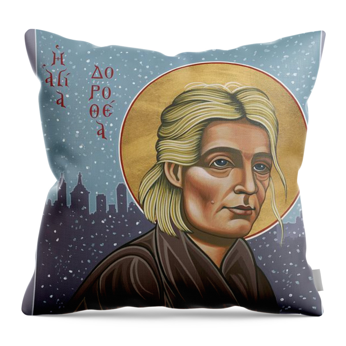 Holy Prophet Dorothy Day Throw Pillow featuring the painting Holy Prophet Dorothy Day 154 by William Hart McNichols