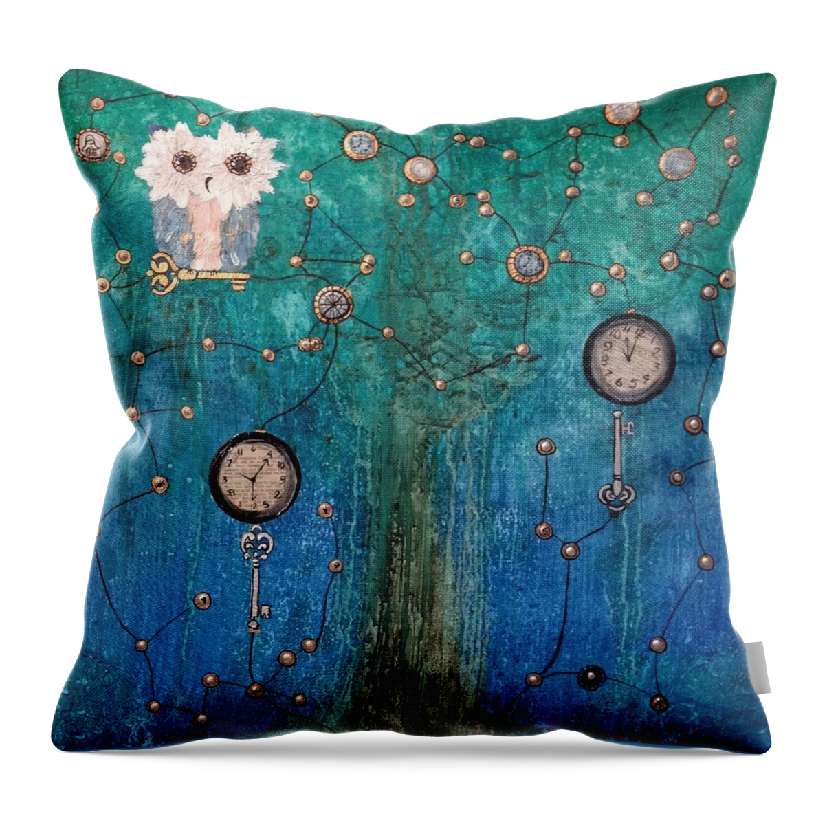 Steampunk Throw Pillow featuring the painting Hoopunked - Steampunked No. 376 by MiMi Stirn